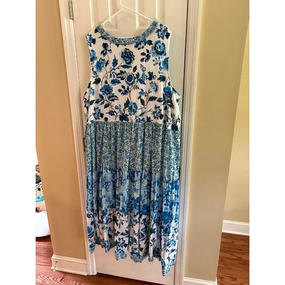 Woman Within Blue Floral Tiered Maxi Dress - Picture 3 of 3